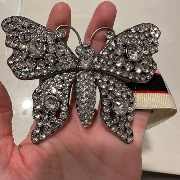 Gucci Butterfly Swarovski  Crystal elastic belt size 36/90 10-12US - Picture 3 of 7